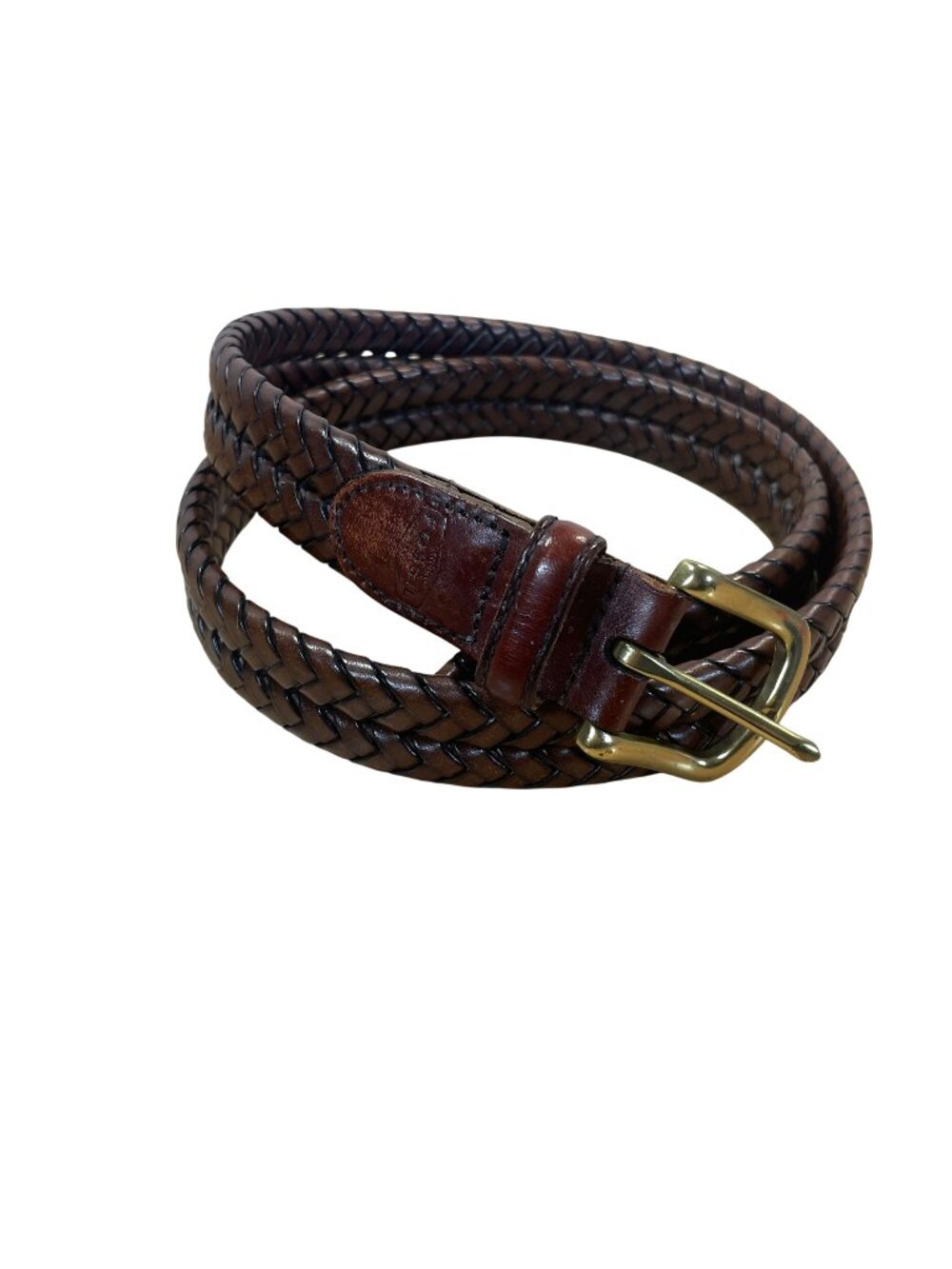 Fossil Leather Braided Bonded Belt Men 38 Brown Woven Classic Preppy Adjustable